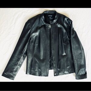 Ann Taylor 90s Moto Black Buttery Soft Leather Jacket size Large